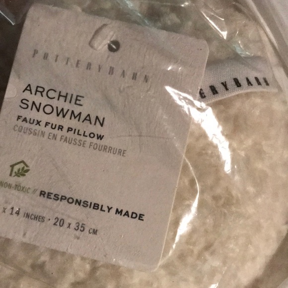 Pottery Barn Whimsical and Cute Archie The Snowman Shaped Fuzzy Cozy Pillow ☃️❄️ - Picture 16 of 16